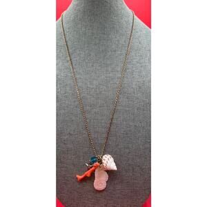 Danecraft Gold Washed Sterling Silver Italy Beautiful Beachey Charms Necklace